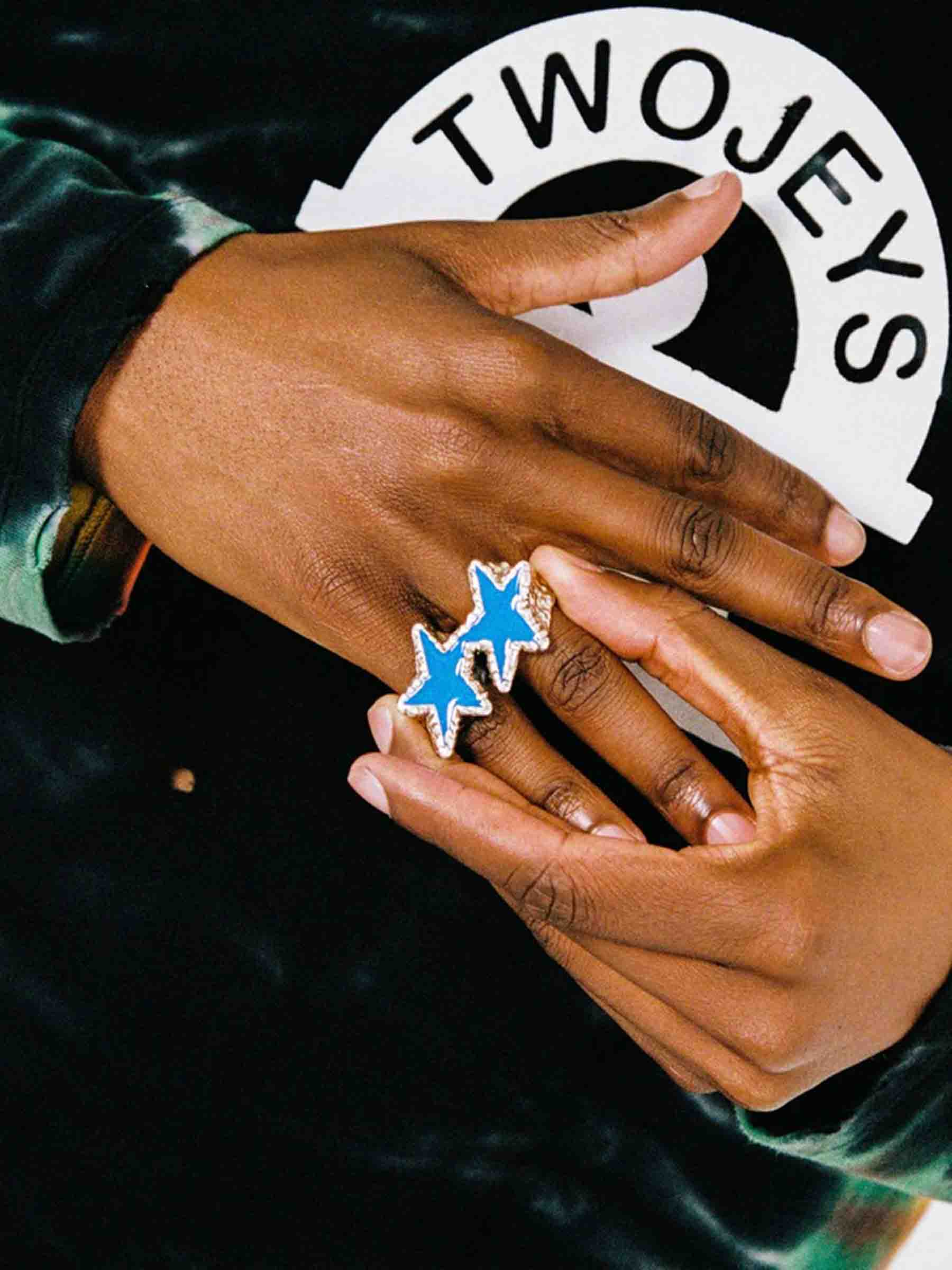 Anillo Knuckle Blue Melted Stars - Image 2